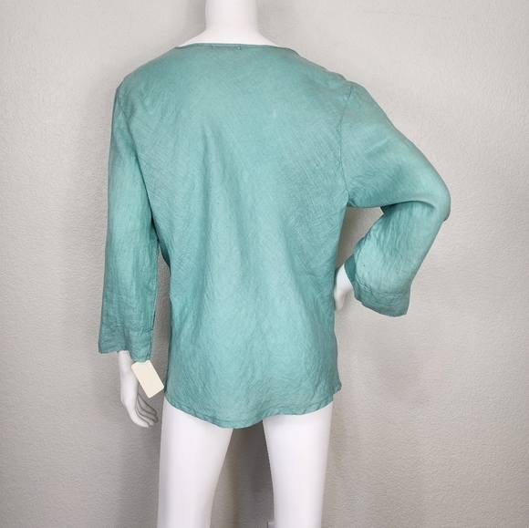 NWT Russ Berens Blue Linen Pullover Top Size 10 - Picture 6 of 11